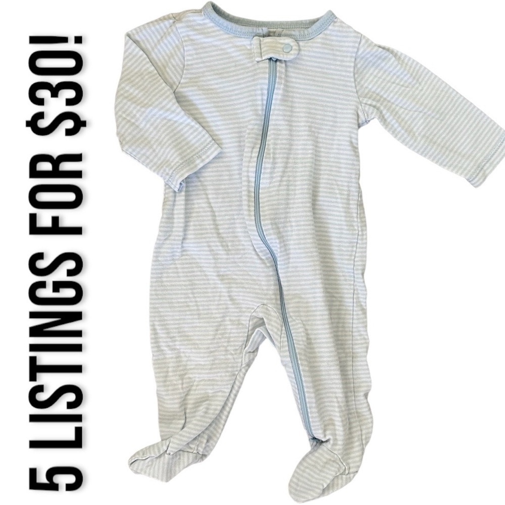 Carter’s 6 month baby Boy striped Footies zip Sleep & Play Onesie